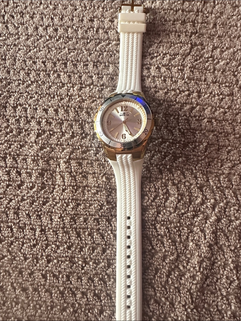 Invicta White Silicone Strap Watch with Silver-Tone Bezel